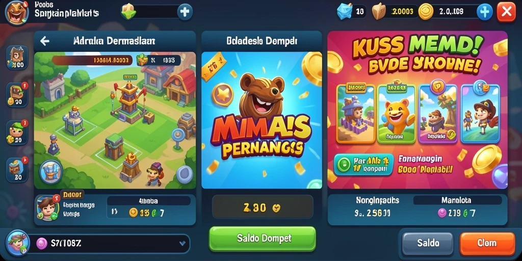 Tampilan utama dengan berbagai pilihan permainan.